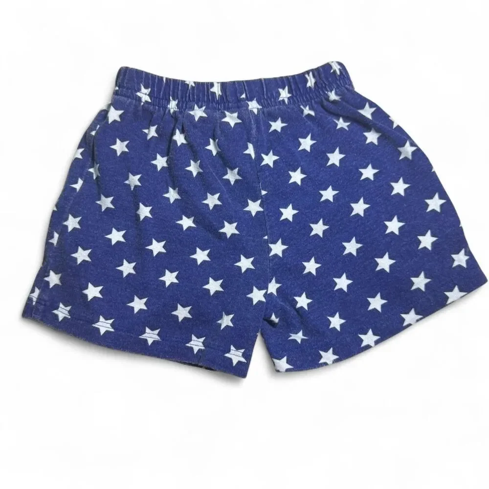 VTG Girls 18 Months Shorts Top Set Coquette Americana Bear Star Lettuce Hem Y2K